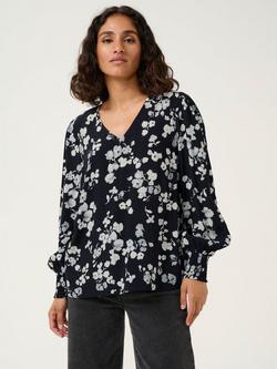 KAFFE Alice Floral Top, Marine/Multi, Marine/Multi
