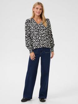 KAFFE Alice Animal Print Top, Black/White - view 2, Black/White