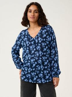 KAFFE Amber Floral Top, Blue, Blue