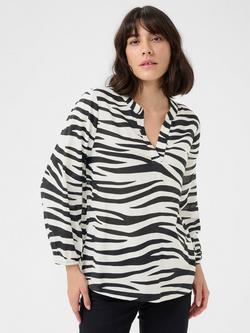 KAFFE Anne V-Neck Animal Print Blouse, Multi, Multi