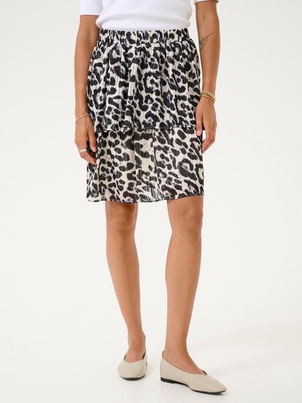 KAFFE Sepia Animal Print Skirt, Black/White, Black/White