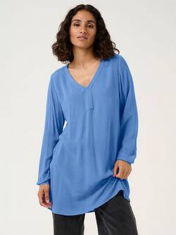 KAFFE Amber V-Neck Tunic Top, Blue, Blue