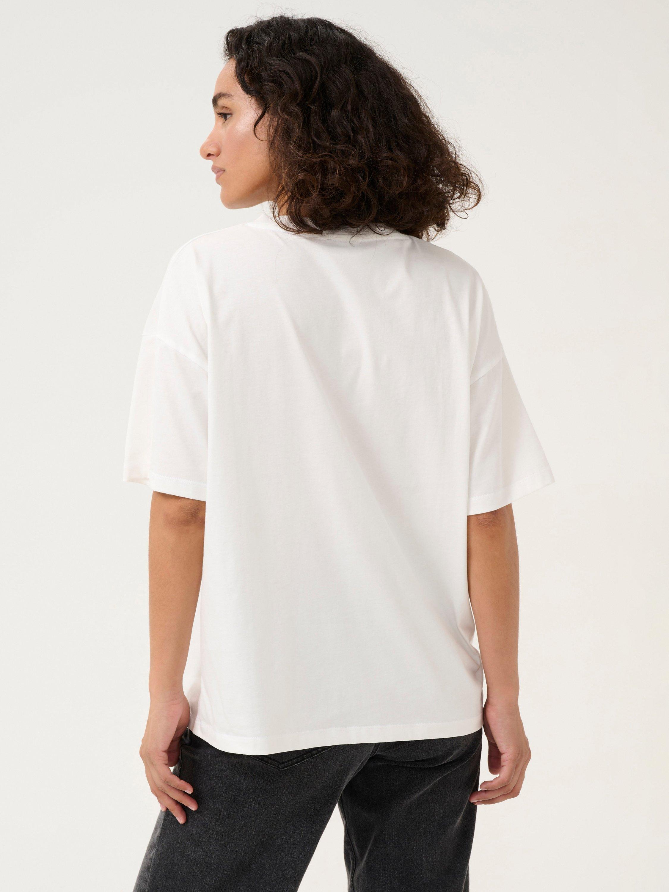 Product image 2 of 6, which shows KAFFE KAbowie Organic Cotton V-Neck T-Shirt, Chalk, XS