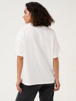 KAFFE KAbowie Organic Cotton V-Neck T-Shirt, Chalk - view 2, Chalk