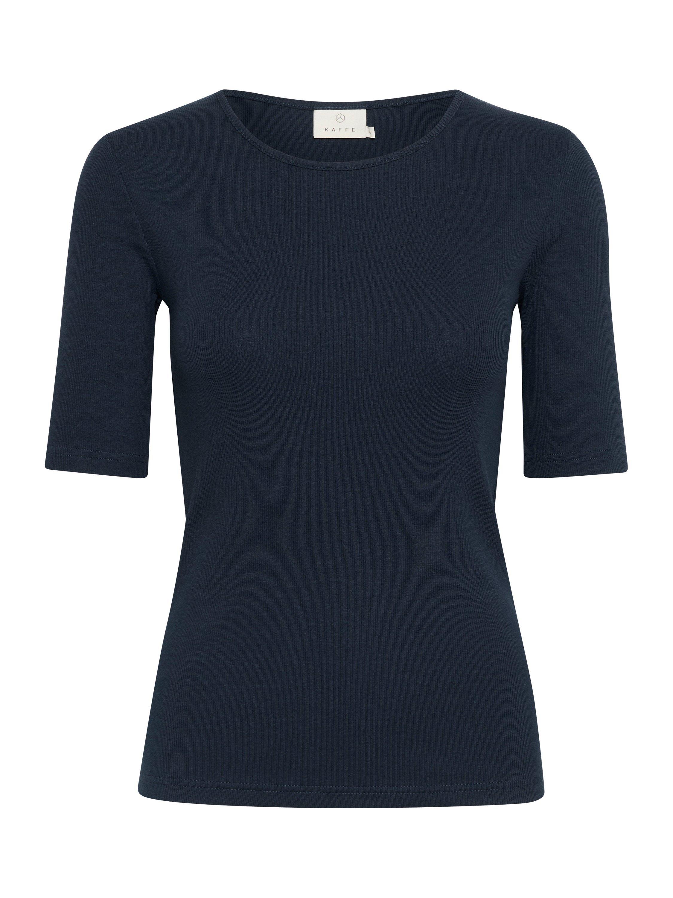 Product image 5 of 6, which shows KAFFE Carna Rib Jersey Top, Midnight Marine, XS