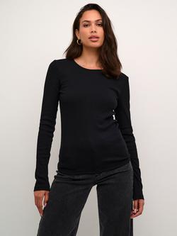 KAFFE Carna Long Sleeve Slim Fit T-Shirt, Black Deep