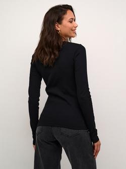 KAFFE Carna Long Sleeve Slim Fit T-Shirt - view 2, Black Deep