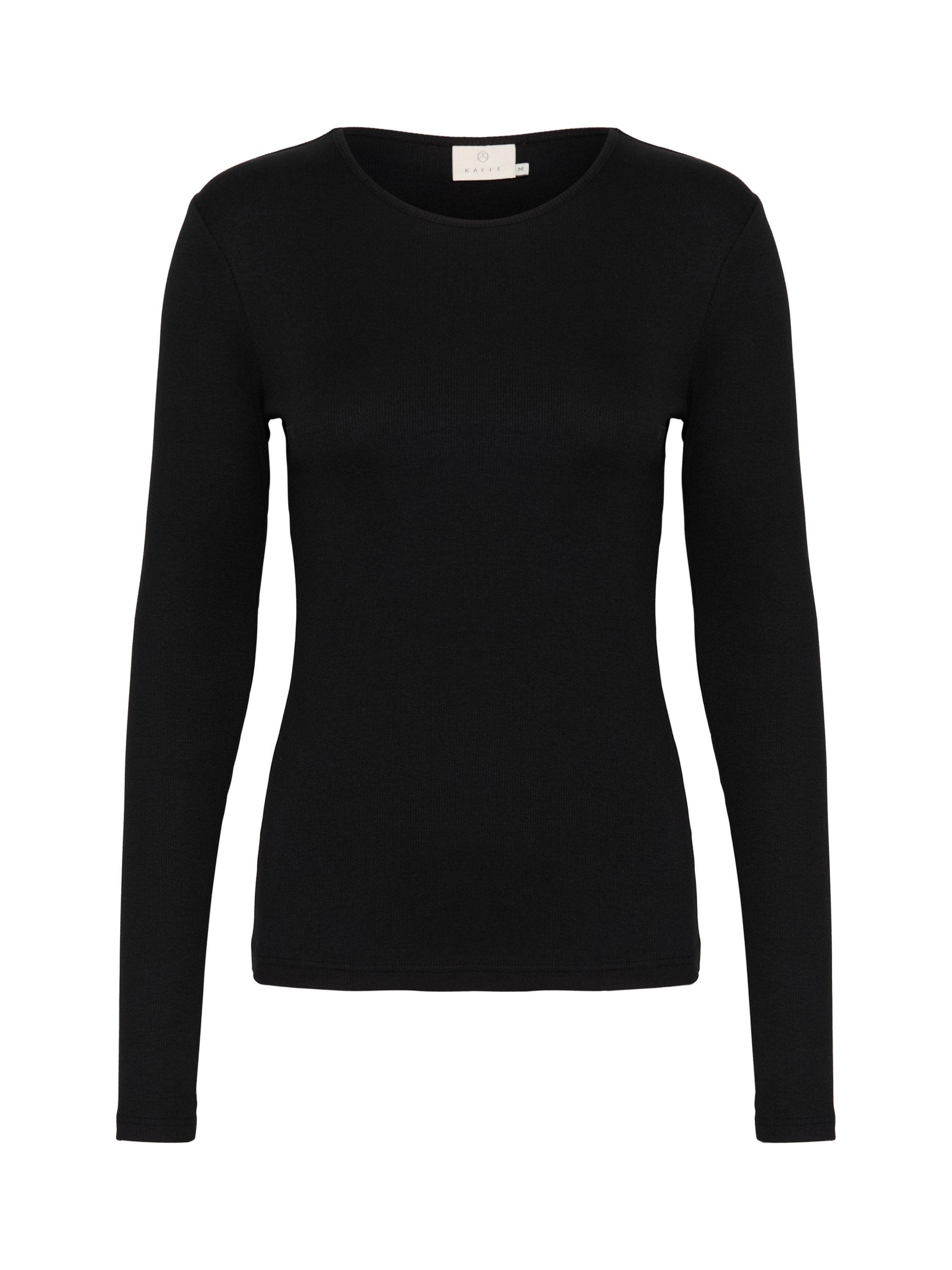 Product image 5 of 6, which shows KAFFE Carna Long Sleeve Slim Fit T-Shirt, Black Deep, XS