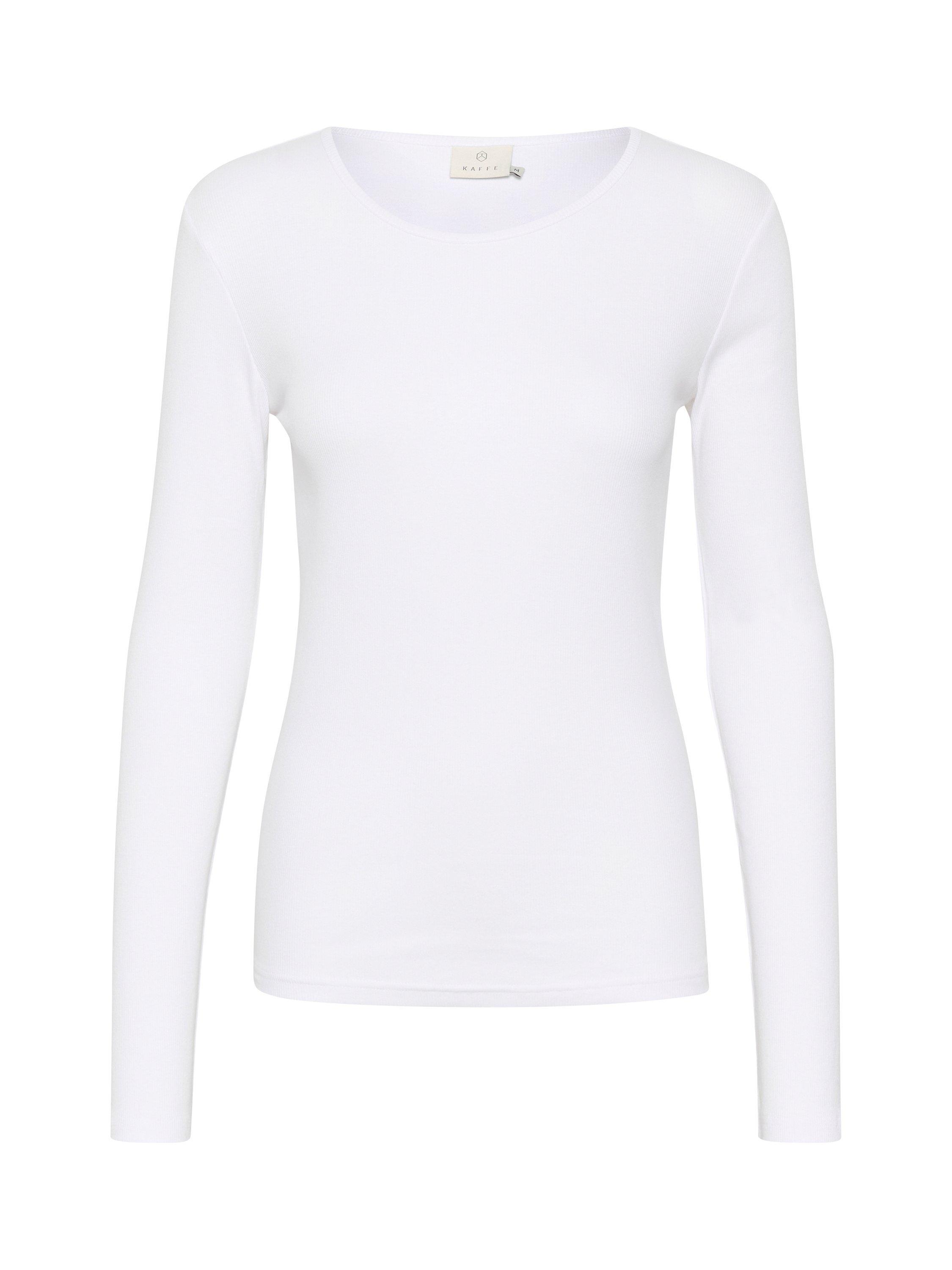 Product image 5 of 6, which shows KAFFE Carna Long Sleeve Slim Fit T-Shirt, Optical White, XS