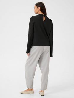 KAFFE Debra Sheer Stripe High Neck T-Shirt, Black Deep - view 2, Black Deep