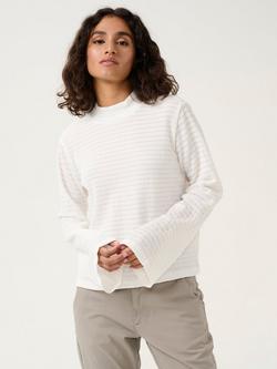 KAFFE Debra Sheer Stripe High Neck T-Shirt, Chalk, Chalk