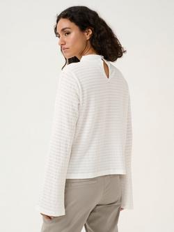 KAFFE Debra Sheer Stripe High Neck T-Shirt, Chalk - view 2, Chalk