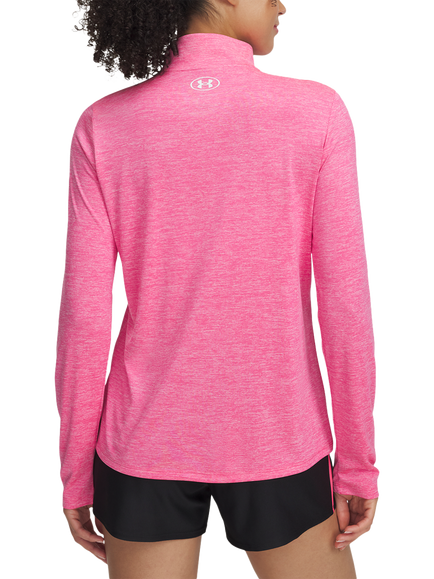 Under Armour Tech 1/2 Zip Long Sleeve Top, Pink / White - view 2, Pink / White