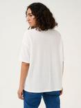 KAFFE Debra Sheer Stripe V-Neck T-Shirt, Chalk