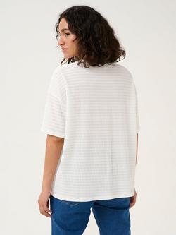 KAFFE Debra Sheer Stripe V-Neck T-Shirt, Chalk - view 2, Chalk