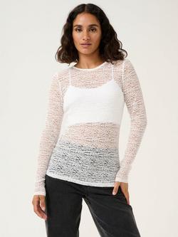 KAFFE Linda Sheer Lace Top, Chalk