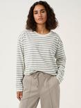 KAFFE Winny Long Sleeve Crew Neck T-Shirt, White/Green