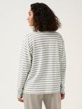 KAFFE Winny Long Sleeve Crew Neck T-Shirt, White/Green