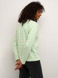 KAFFE Winny Long Sleeve Crew Neck T-Shirt, White/Green