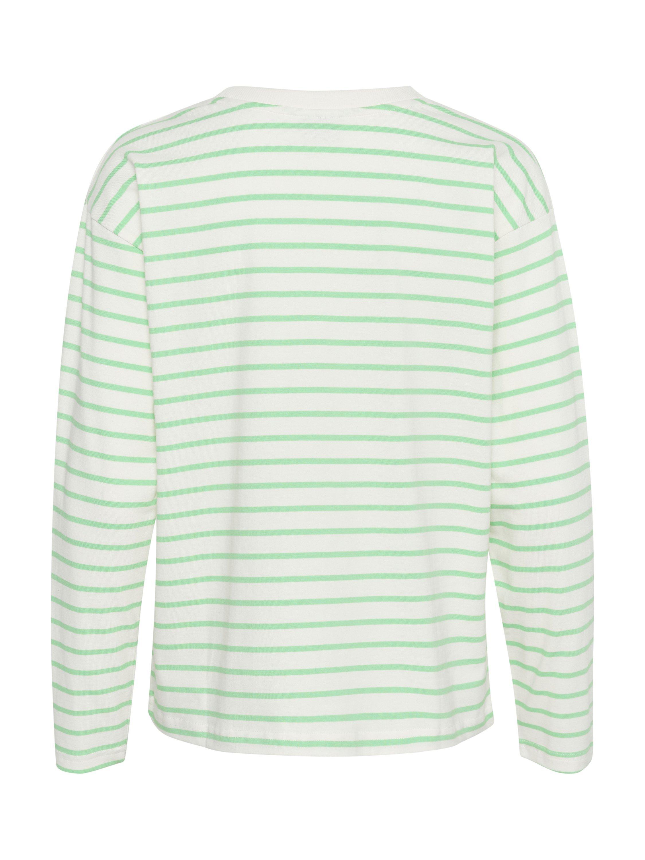 Product image 6 of 6, which shows KAFFE Winny Long Sleeve Crew Neck T-Shirt, White/Green, Green/White, XS