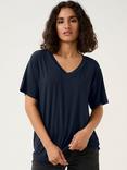 KAFFE Frida V-Neck T-Shirt, Midnight Marine