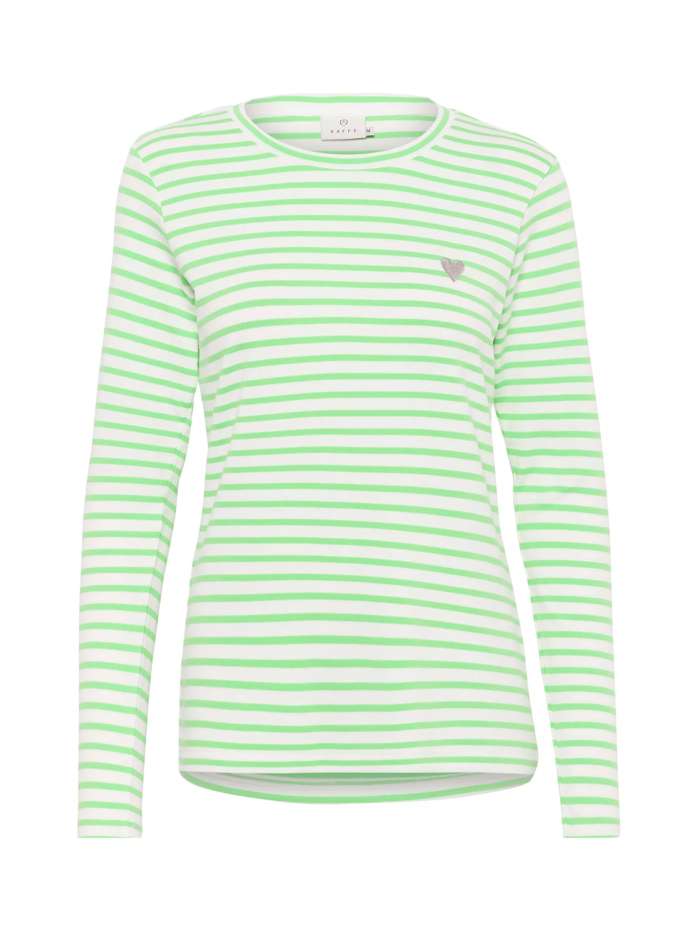 KAFFE Liddy T-Shirt Donna A Maniche Lunghe Con Base A Righe E Girocollo, Stile Casual E Versatile