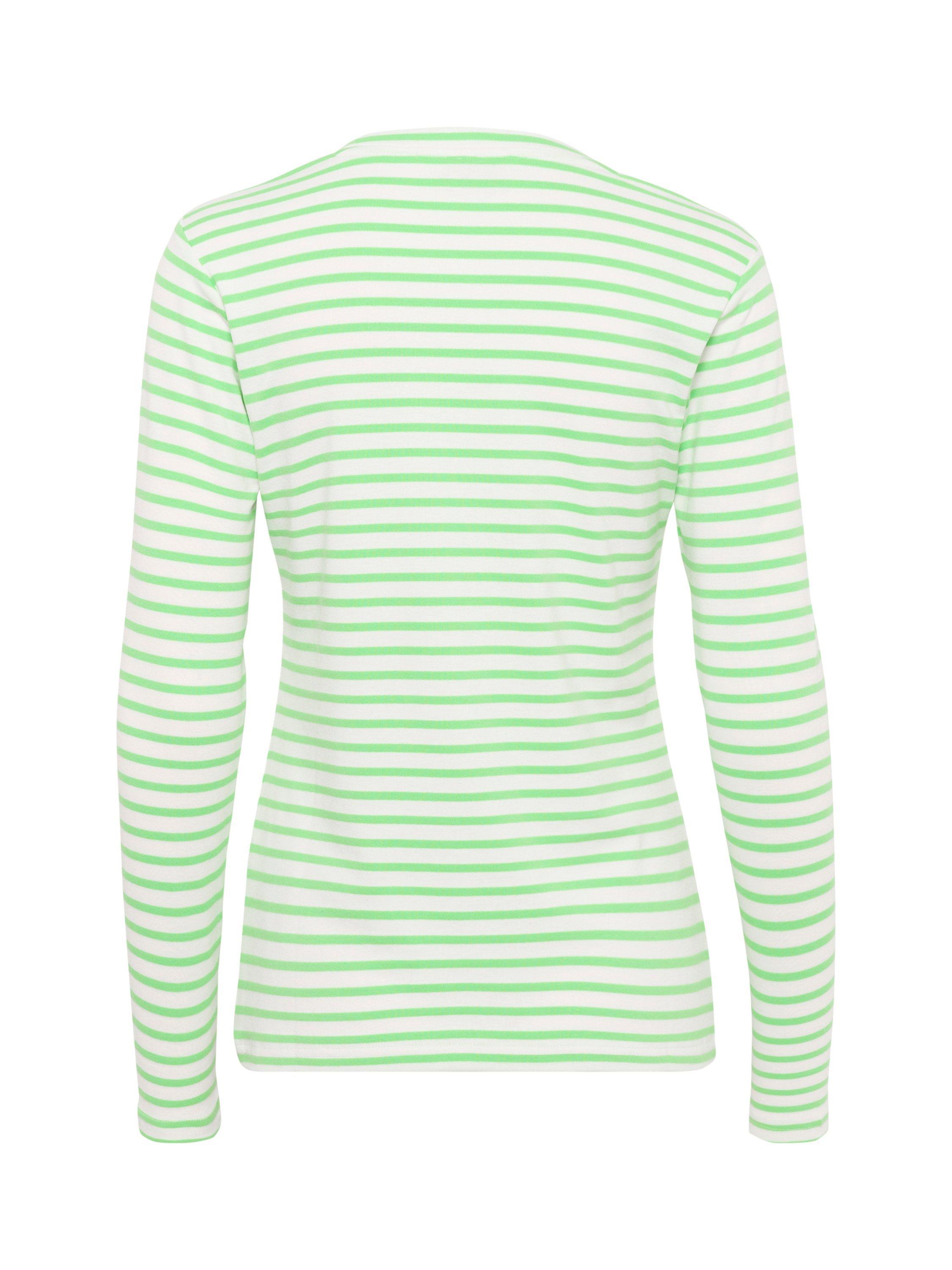 Product image 5 of 5, which shows KAFFE Liddy Stripe Long Sleeve T-Shirt, Chalk/Green, S