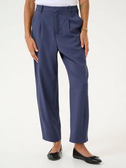 KAFFE Merle Cropped Suit Trousers, Blue Indigo Melange