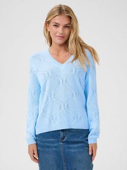 KAFFE Charlie Diamond Knit V-Neck Jumper, Windsurfer