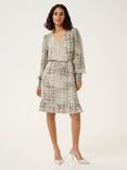 KAFFE Trinike Abstract Check Mini Dress, Grey/Chalk