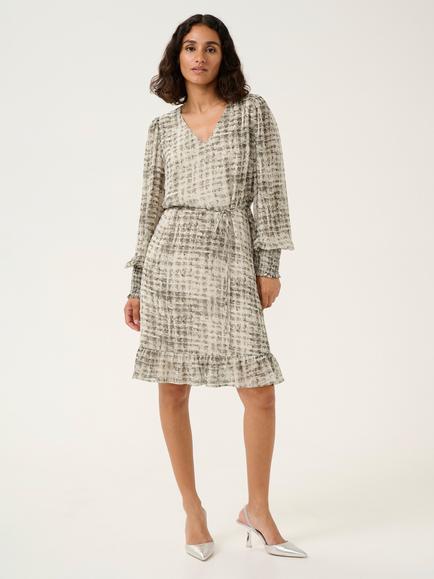 KAFFE Trinike Abstract Check Mini Dress, Grey/Chalk, Grey/Chalk