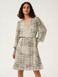 KAFFE Trinike Abstract Check Mini Dress, Grey/Chalk