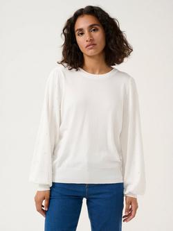 KAFFE Karen Beaded Sleeve Regular Fit Jumper, Chalk