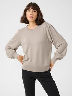KAFFE Karen Beaded Sleeve Regular Fit Jumper, Feather Gray
