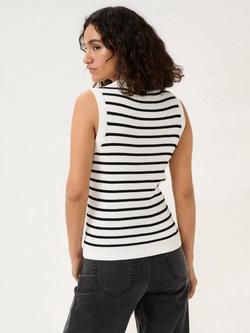 KAFFE Lilybeth Stripe Knit Vest Top, White/Black - view 2, White/Black