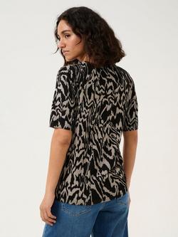 KAFFE Liz Print Knit Top, Black/Elephant - view 2, Black/Elephant