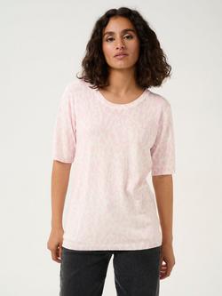 KAFFE Liz Graphic Print Knit Top, Pink/Chalk, Pink/Chalk