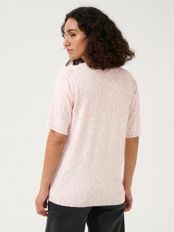 KAFFE Liz Graphic Print Knit Top, Pink/Chalk - view 2, Pink/Chalk
