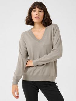 KAFFE Lizza V-Neck Jumper, Grey, Grey