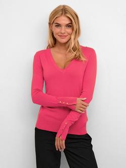 KAFFE Lizza Button Cuff Jumper, Pink
