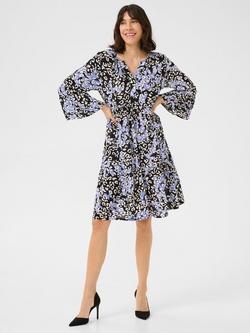 KAFFE Kea Amber Leopard Print Dress, Blue/Multi, Blue/Multi