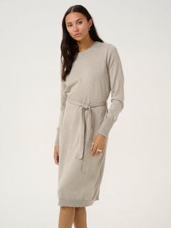 KAFFE Lizza Belted Knee Length Knit Dress - view 2, Elephant Melange