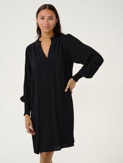 KAFFE Mathilde Notch Neck Dress, Deep Black - view 2, Deep Black