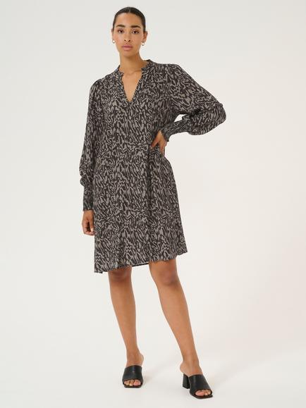 KAFFE Mathilde Abstract Dress, Black/Elephant