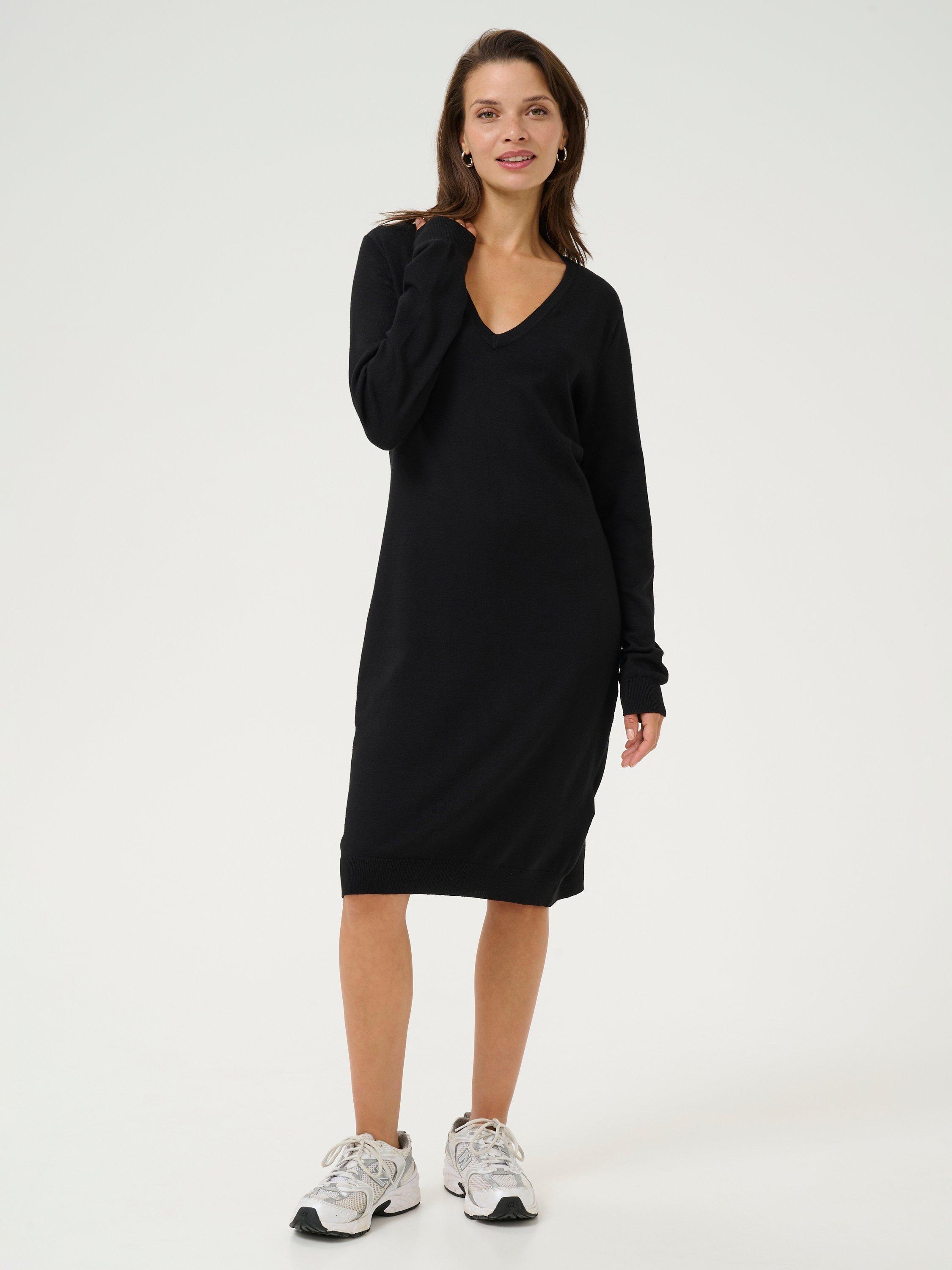 Product image 1 of 5, which shows KAFFE Mona Knit Slim Fit Dress, Black Deep, XS