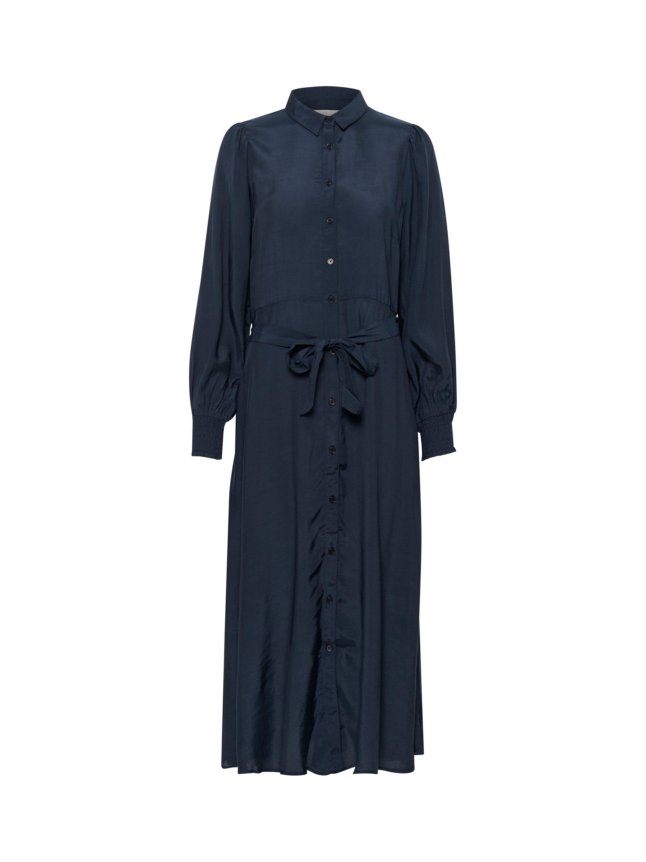 Product image 1 of 2, which shows KAFFE Pollie Tie Belt Maxi Shirt Dress, Navy Blue, 16