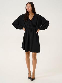 KAFFE Rie Drape Mini Dress, Black Deep, Black Deep
