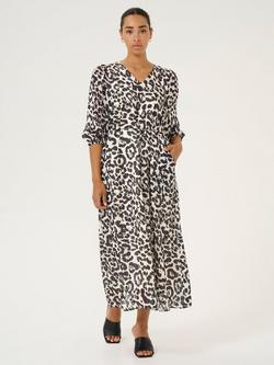 KAFFE Sepia Animal Print Maxi Dress, Black/White, Black/White