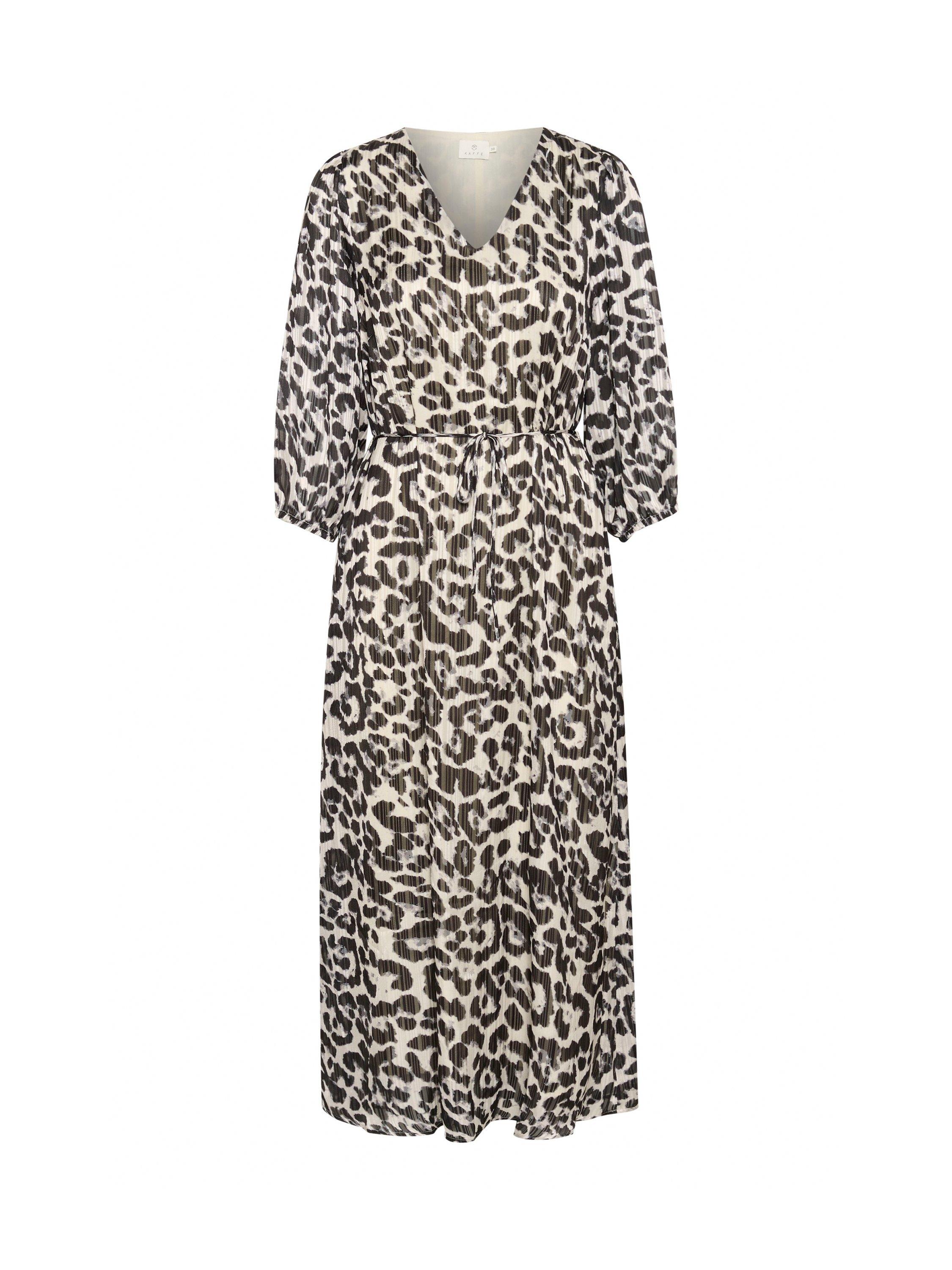 Product image 2 of 3, which shows KAFFE Sepia Animal Print Maxi Dress, Black/White, 8