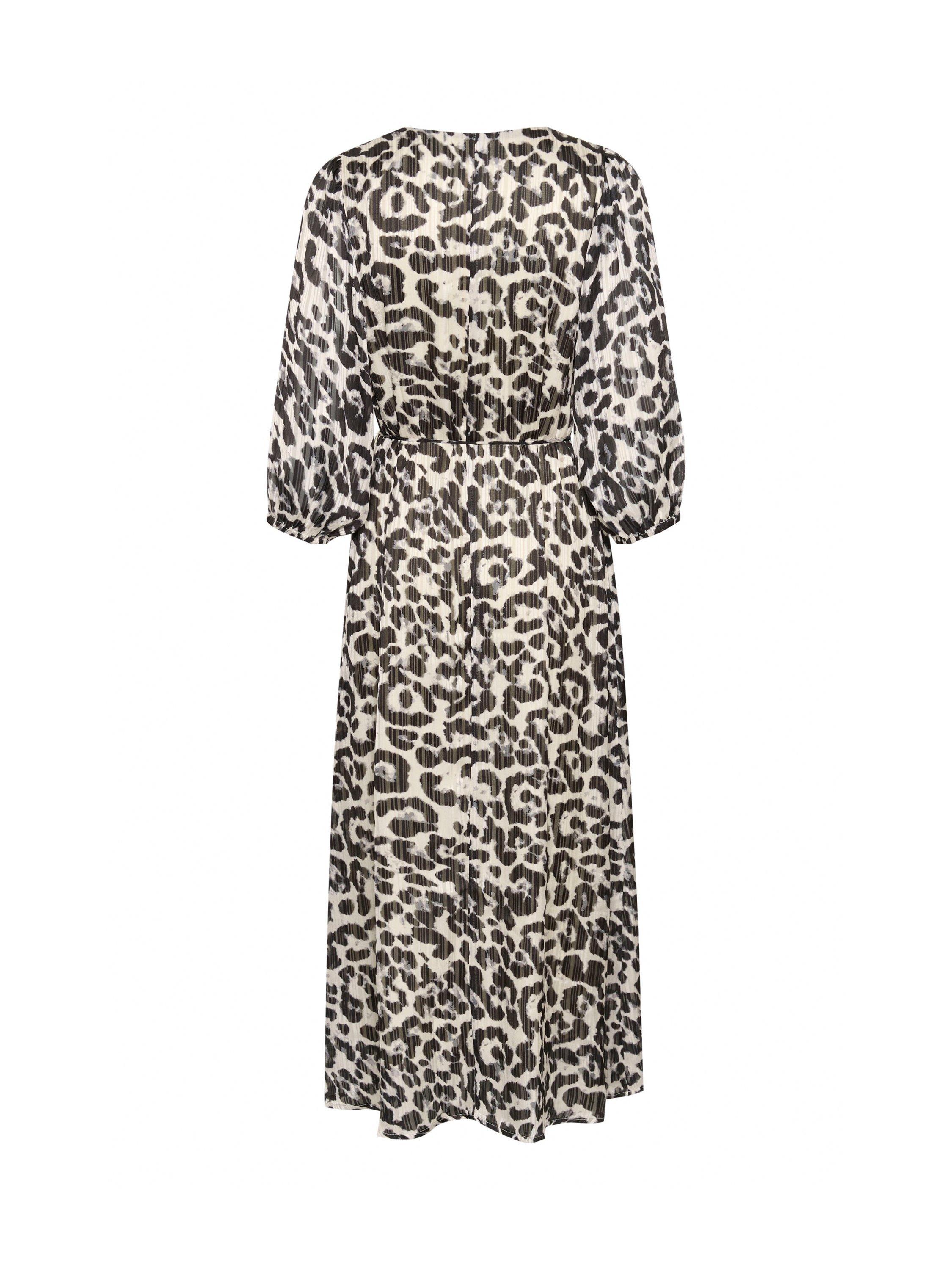 Product image 3 of 3, which shows KAFFE Sepia Animal Print Maxi Dress, Black/White, 8